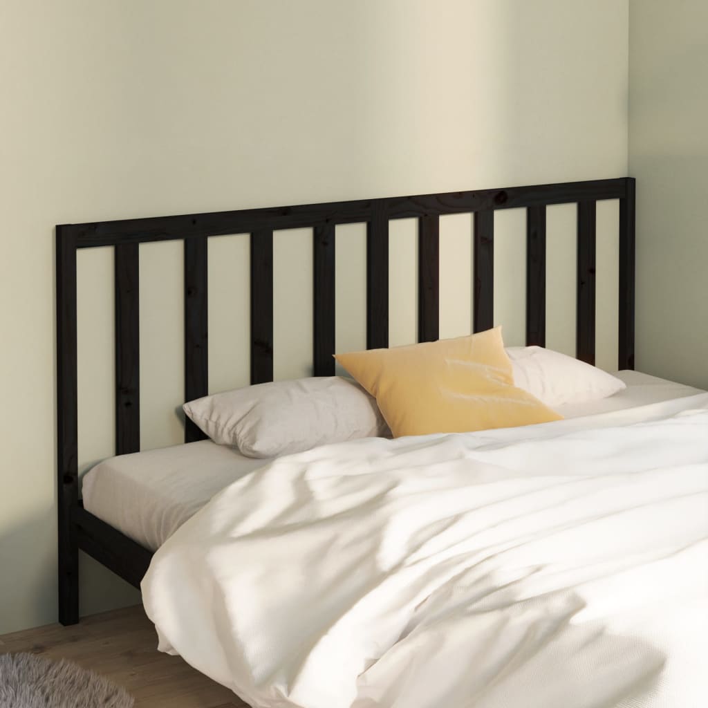 Bed Headboard Black 156X4X100 Cm Solid Wood Pine