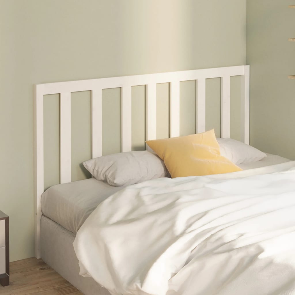 Bed Headboard White 141x4x100 cm Solid Wood Pine