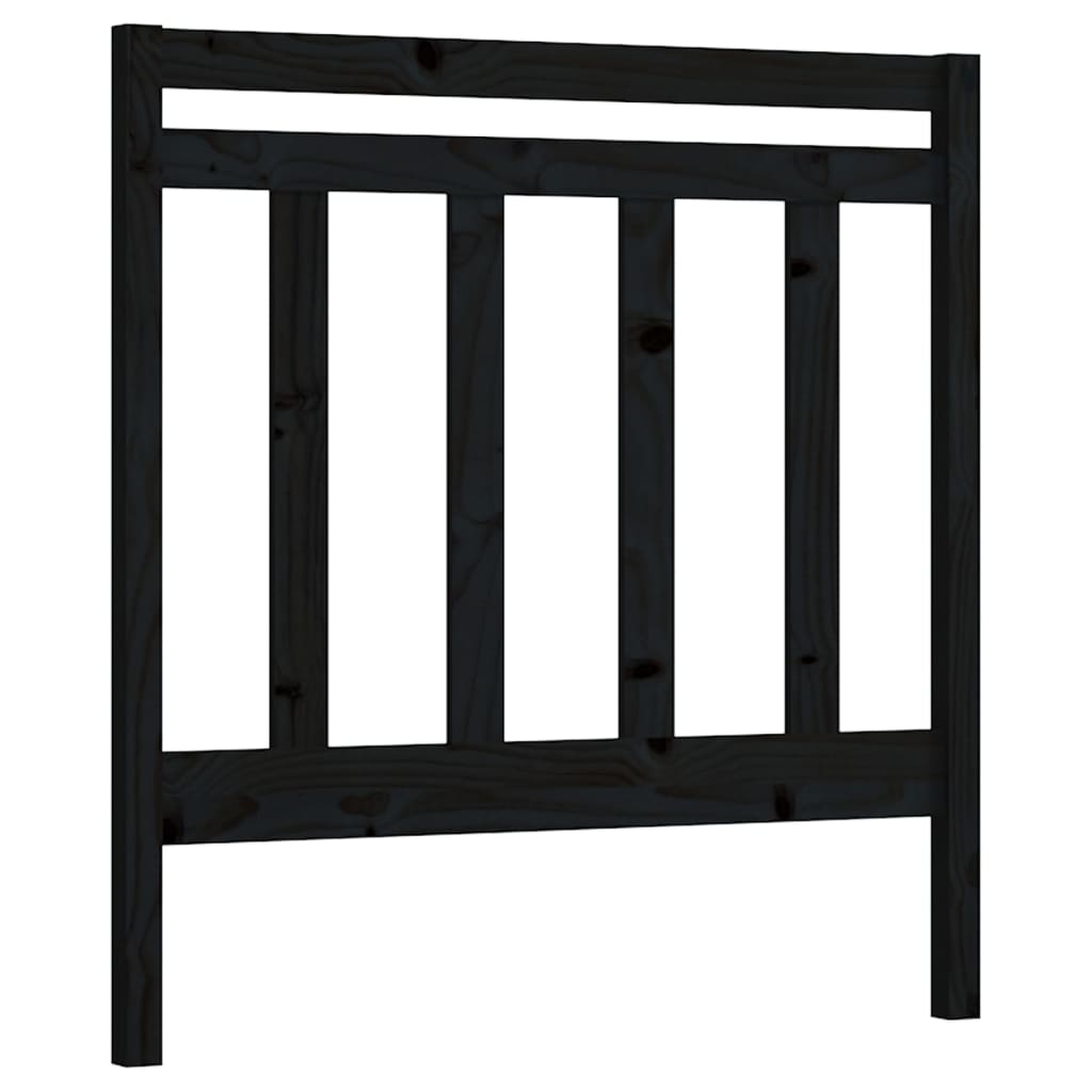 Bed Headboard Black 96x4x100 cm Solid Wood Pine