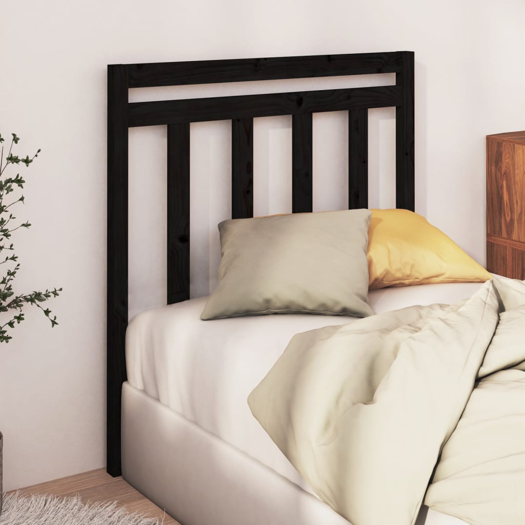 Bed Headboard Black 96x4x100 cm Solid Wood Pine