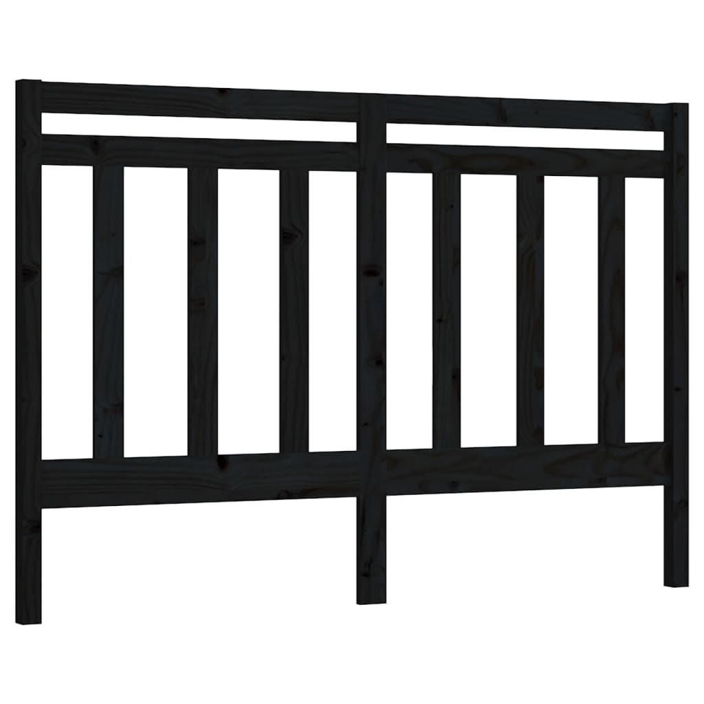 Bed Headboard Black 141x4x100 cm Solid Wood Pine