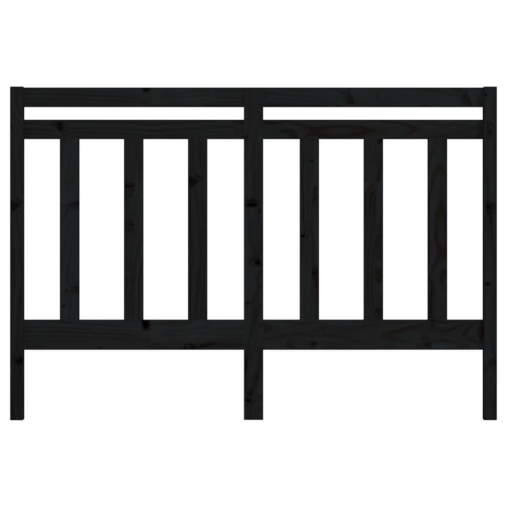 Bed Headboard Black 141x4x100 cm Solid Wood Pine