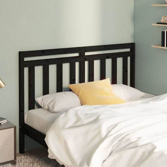 Bed Headboard Black 141x4x100 cm Solid Wood Pine