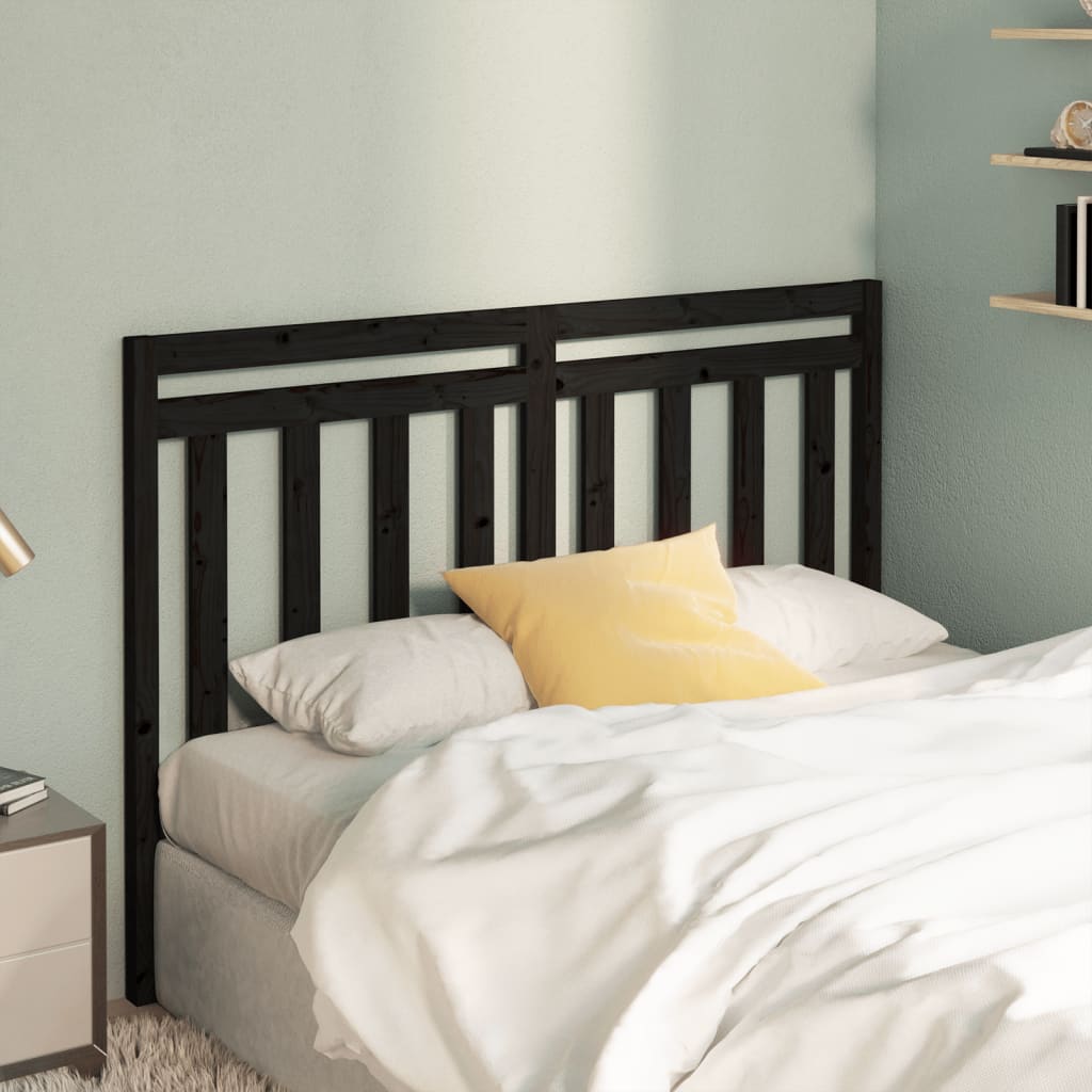 Bed Headboard Black 156x4x100 cm Solid Wood Pine