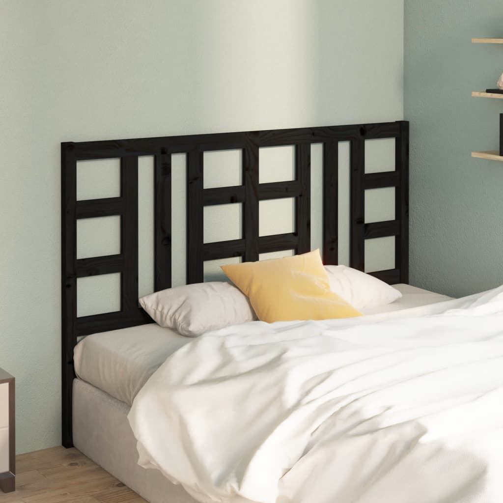 Bed Headboard Black 156x4x100 cm Solid Wood Pine