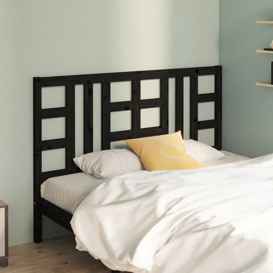 Bed Headboard Black 156x4x100 cm Solid Wood Pine