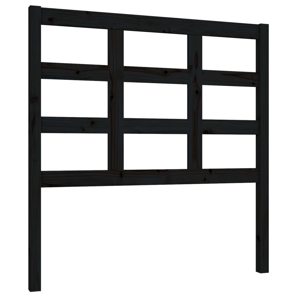 Bed Headboard Black 95.5x4x100 cm Solid Wood Pine