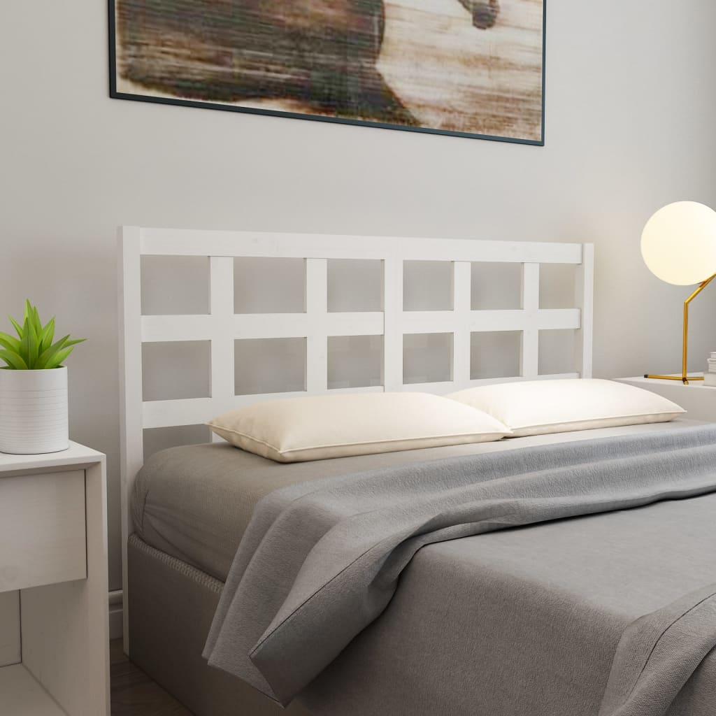 Bed Headboard White 156x4x100 cm Solid Wood Pine