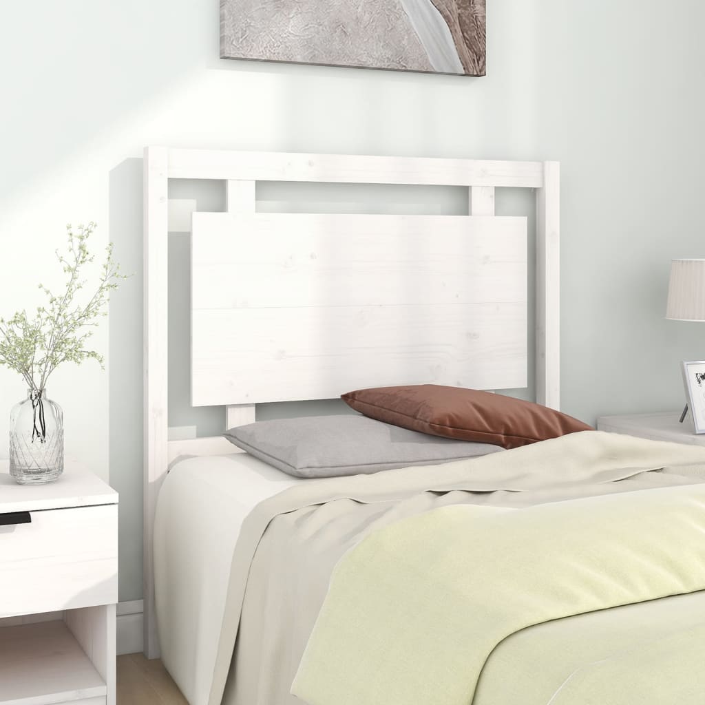 Bed Headboard White 95.5x4x100 cm Solid Wood Pine