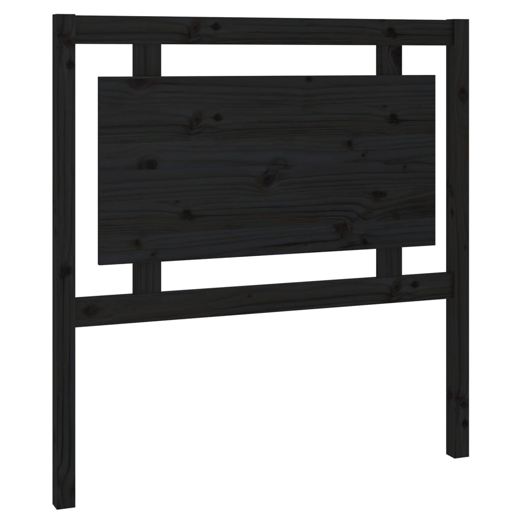 Bed Headboard Black 95.5x4x100 cm Solid Wood Pine