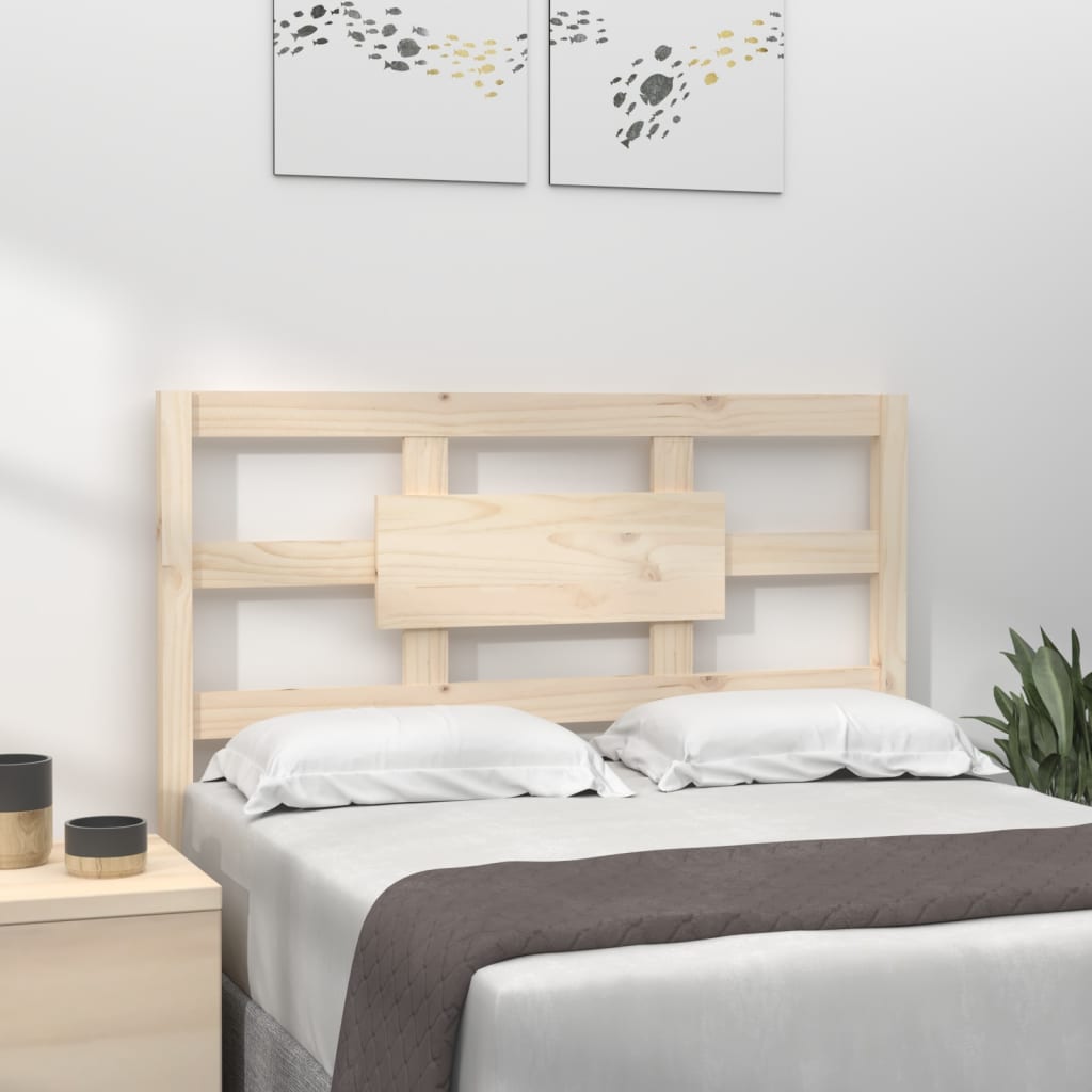 Bed Headboard Black 140.5X4X100 Cm Solid Wood Pine