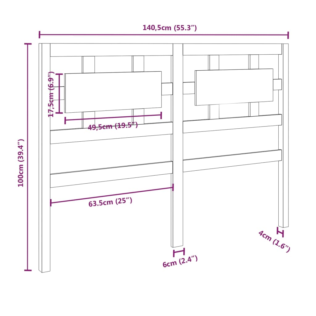 Bed Headboard 140.5x4x100 cm Solid Wood Pine