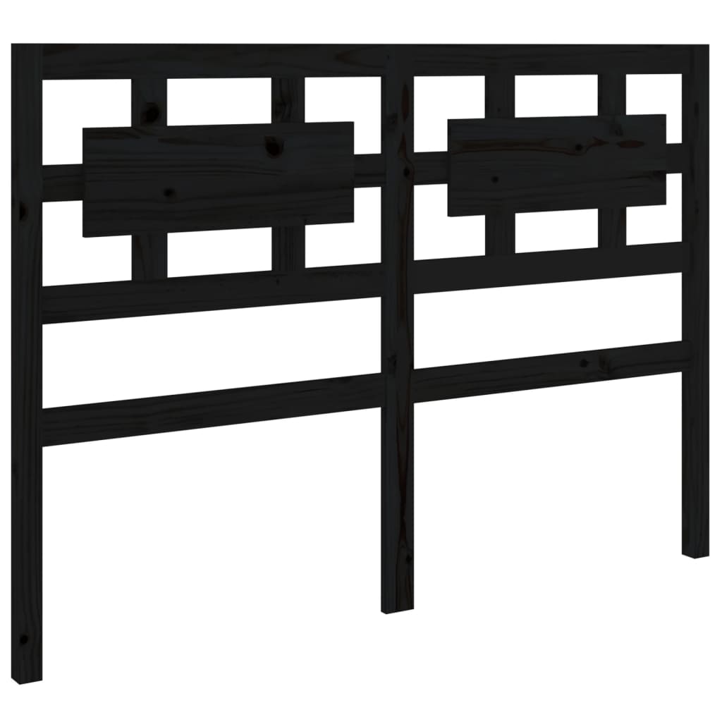 Bed Headboard Black 140.5X4X100 Cm Solid Wood Pine