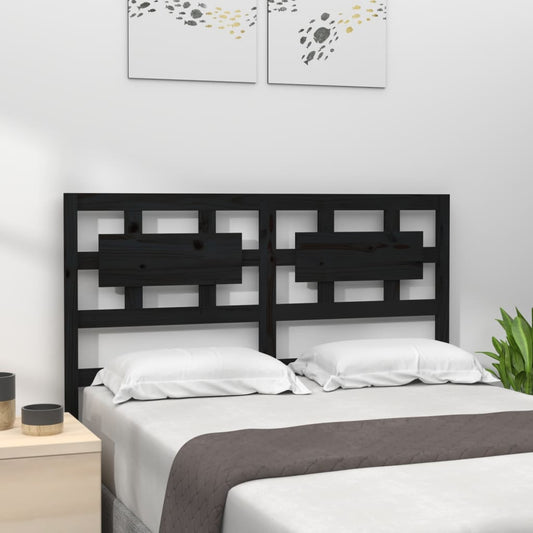 Bed Headboard Black 140.5X4X100 Cm Solid Wood Pine