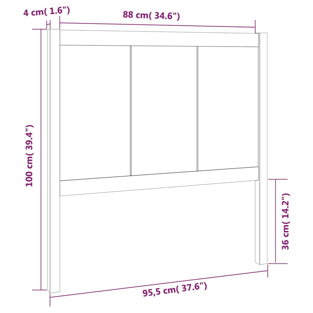 Bed Headboard 95.5X4X100 Cm Solid Pine Wood