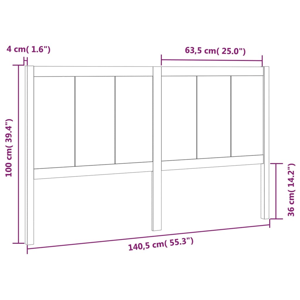 Bed Headboard 140.5x4x100 cm Solid Pine Wood