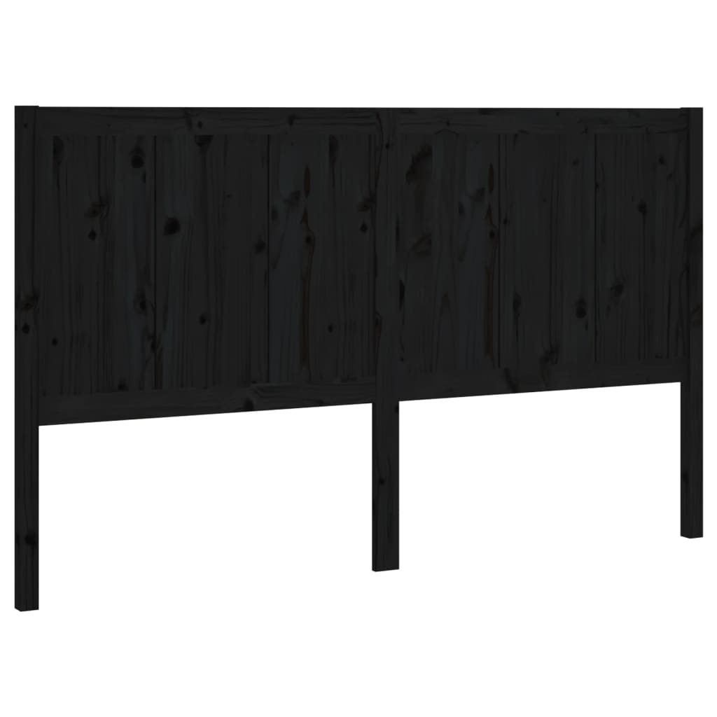 Bed Headboard Black 185.5x4x100 cm Solid Pine Wood