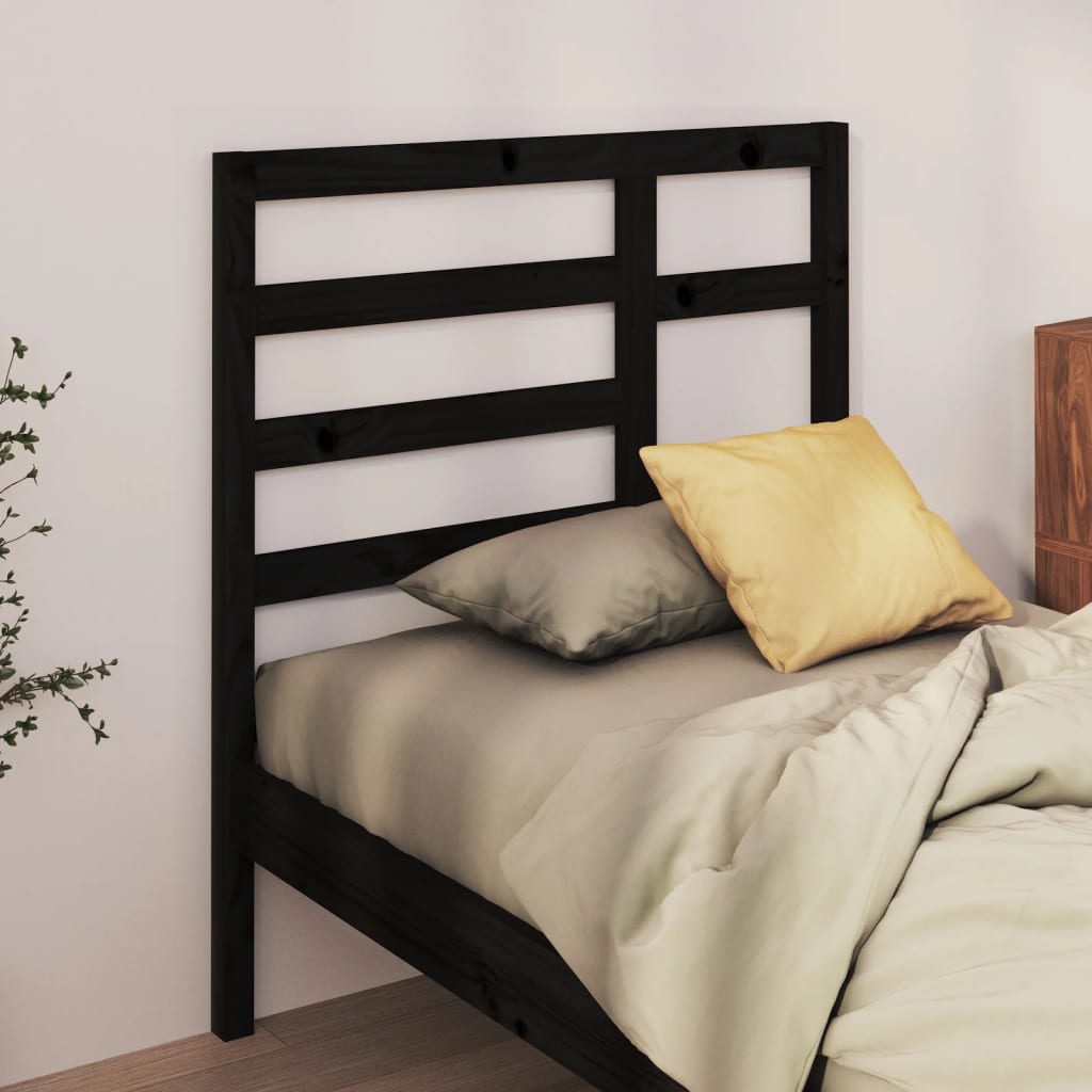 Bed Headboard Black 156X4X104 Cm Solid Wood Pine