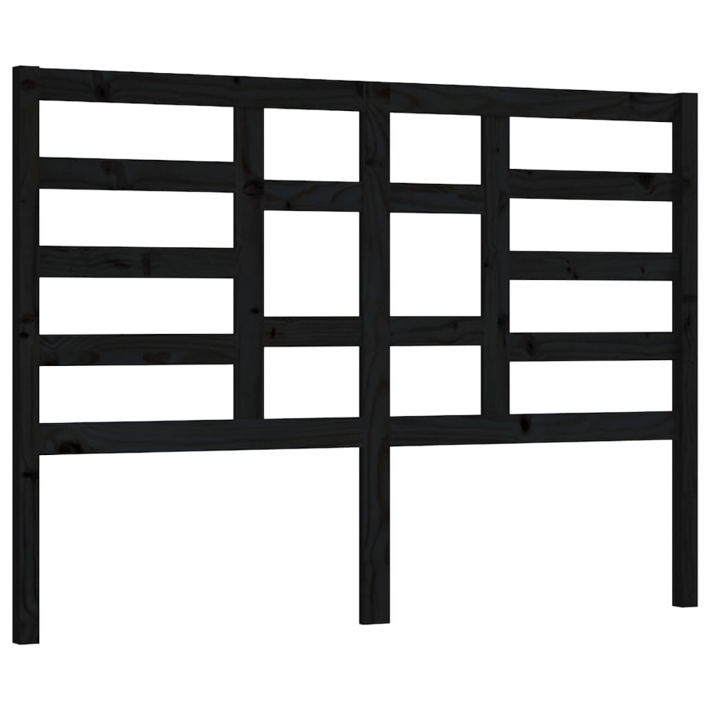 Bed Headboard Black 156x4x104 cm Solid Wood Pine