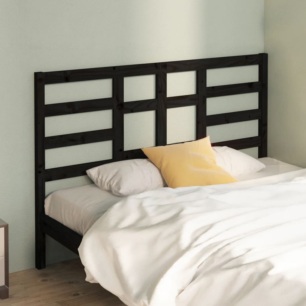 Bed Headboard Black 156X4X104 Cm Solid Wood Pine