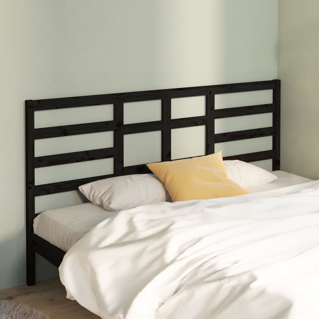 Bed Headboard Black 156X4X104 Cm Solid Wood Pine