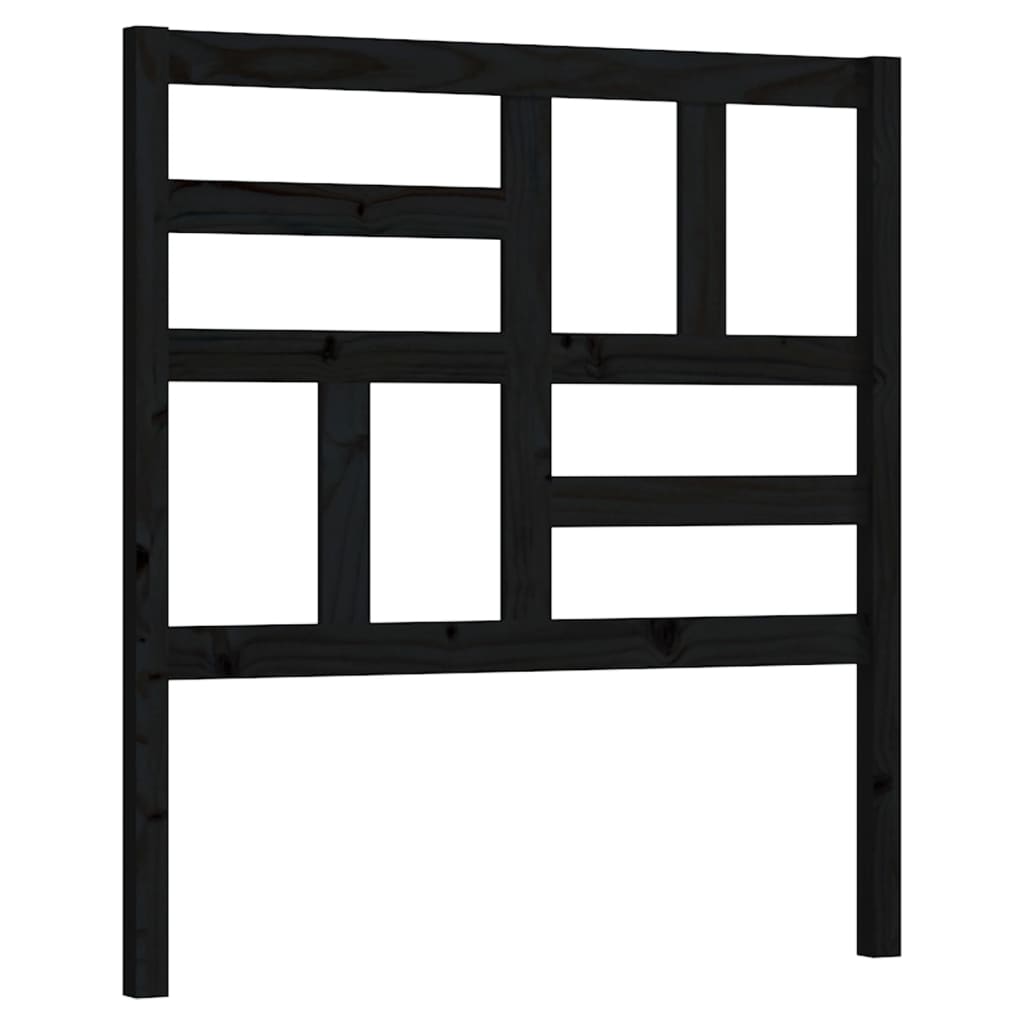 Bed Headboard Black 96x4x104 cm Solid Wood Pine