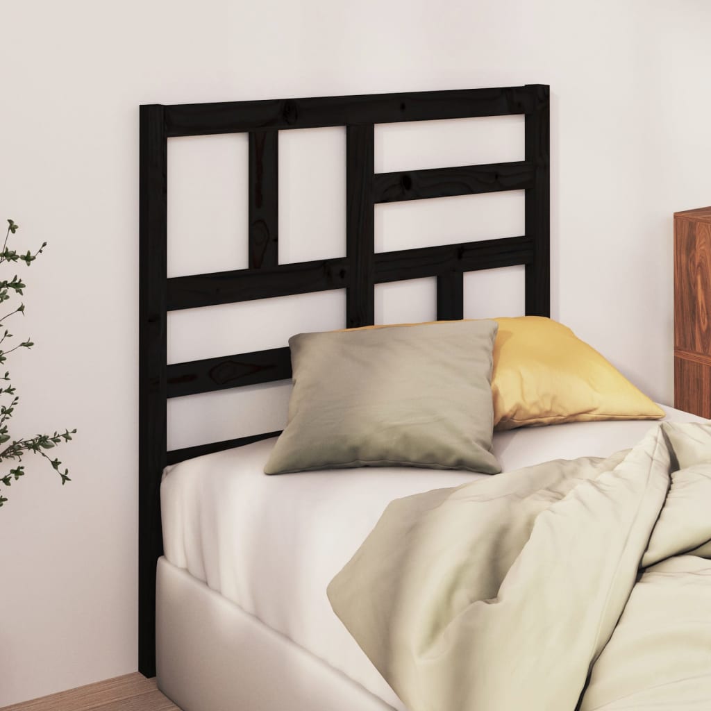 Bed Headboard Black 96x4x104 cm Solid Wood Pine