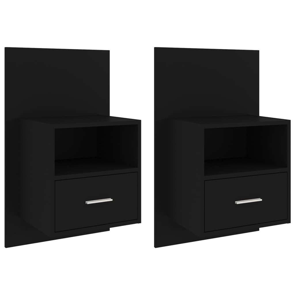 Wall-mounted Bedside Cabinets 2 pcs Black