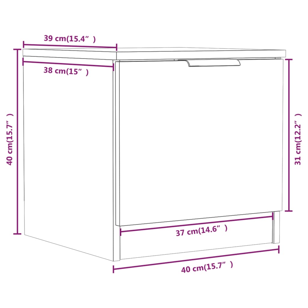 Bedside Cabinet White 40x39x40 cm