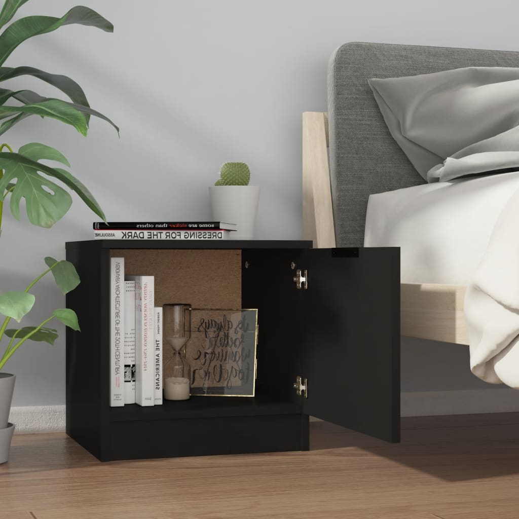 Bedside Cabinet Black 40x39x40 cm