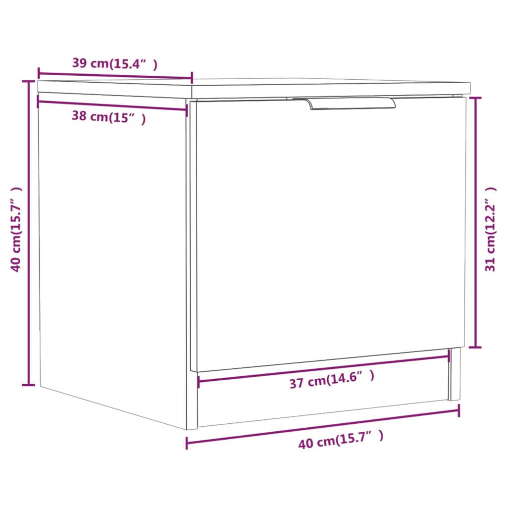 Bedside Cabinet Concrete Grey 40x39x40 cm