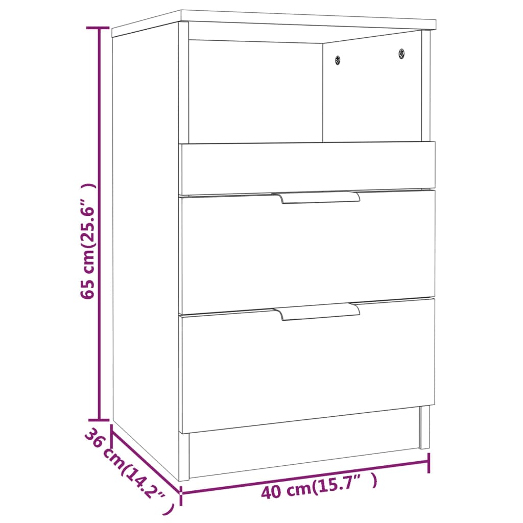 Bedside Cabinet Concrete Grey Engineered Wood