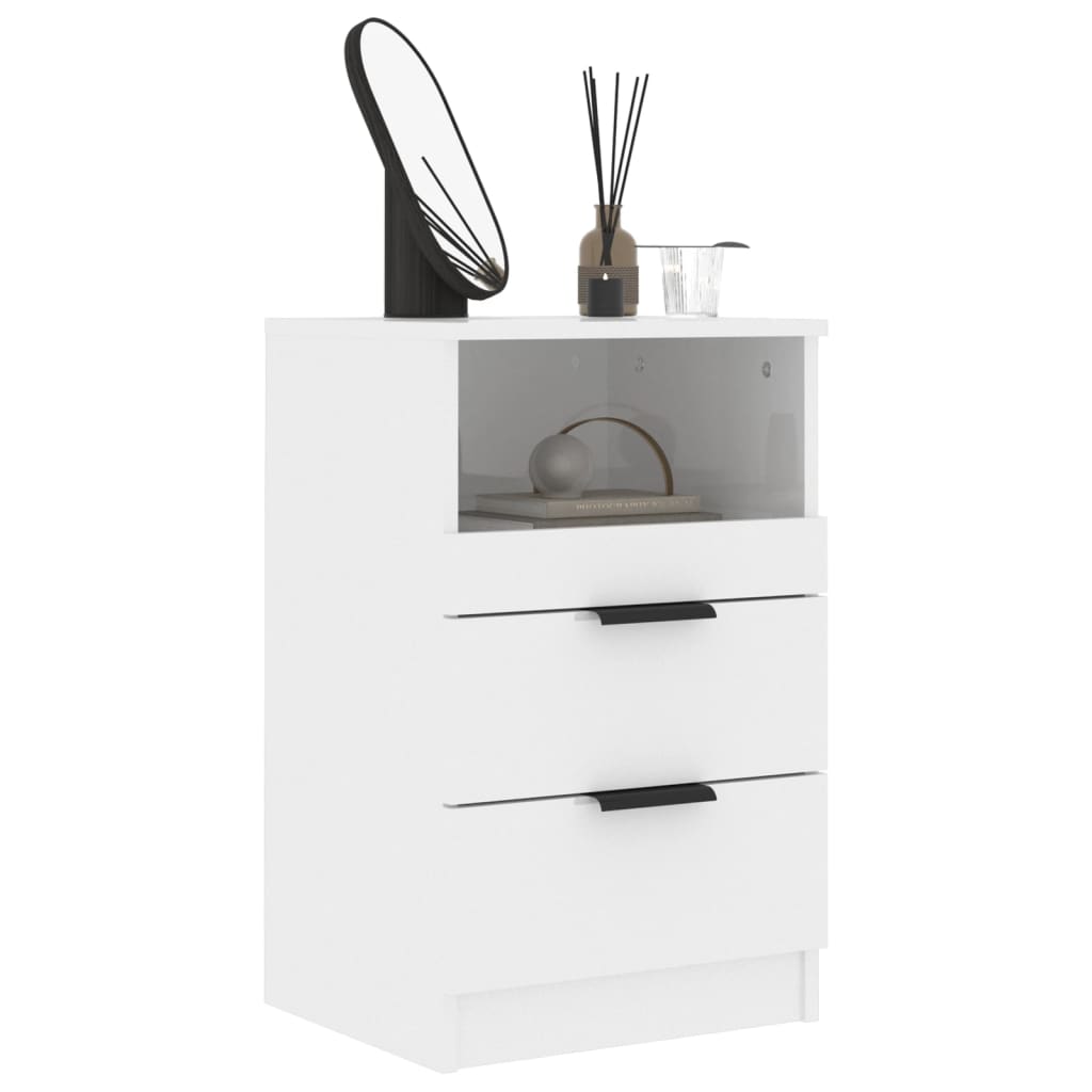 Bedside Cabinet High Gloss White Engineered Wood