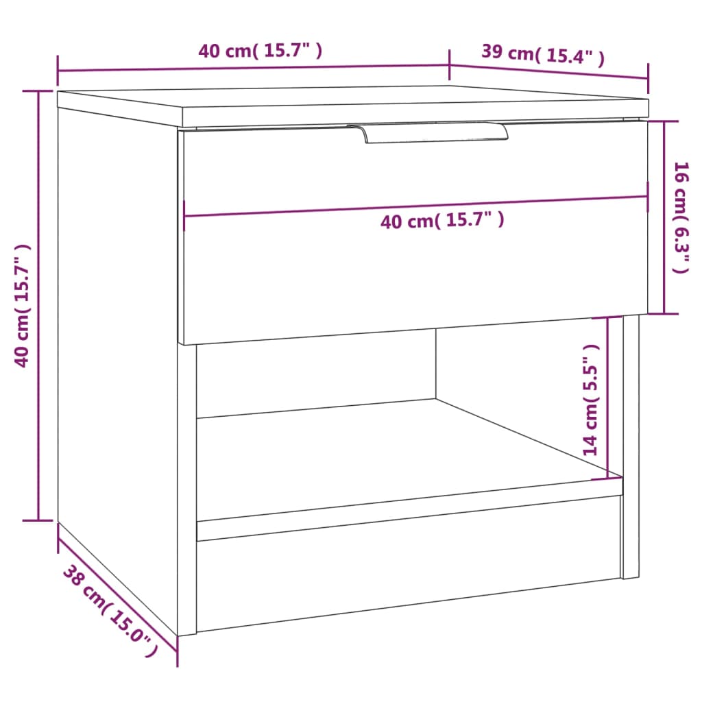 Bedside Cabinets 2 pcs Sonoma Oak Engineered Wood