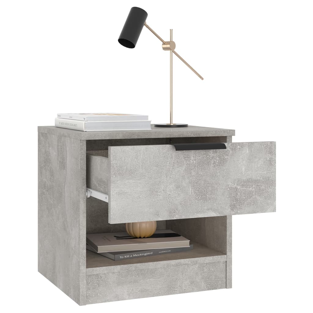 Bedside Cabinets 2 pcs Concrete Grey Engineered Wood