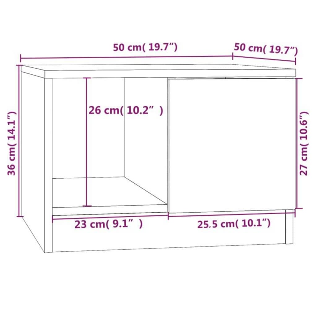 Coffee Table Concrete Grey 50x50x36 cm Engineered Wood