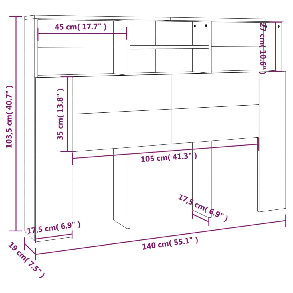 Headboard Cabinet 40X9X03.5 Cm