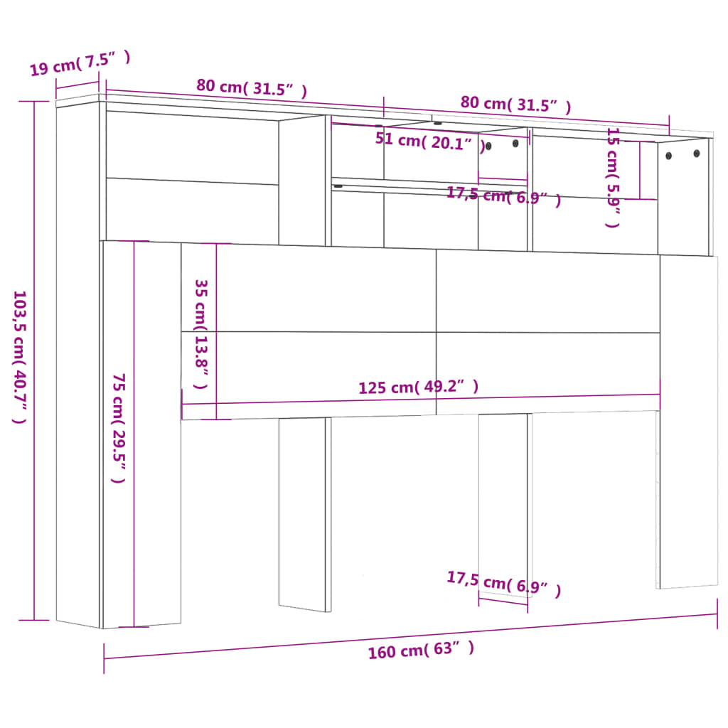 Headboard Cabinet 60X9X03.5 Cm