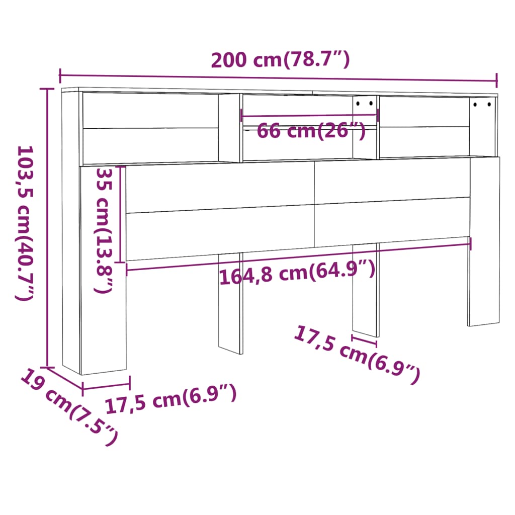 Headboard Cabinet 200X9X03.5 Cm