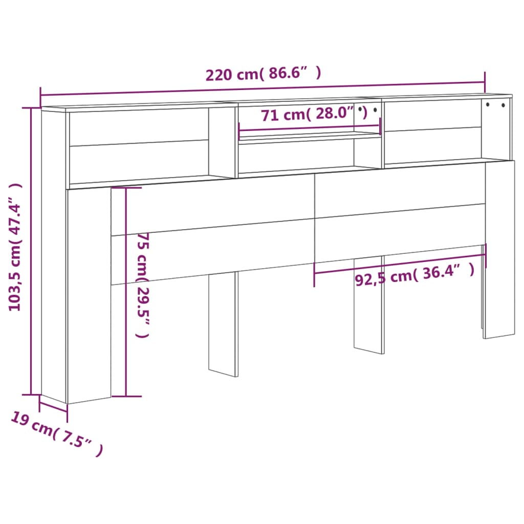 Headboard Cabinet 220X9X03.5 Cm