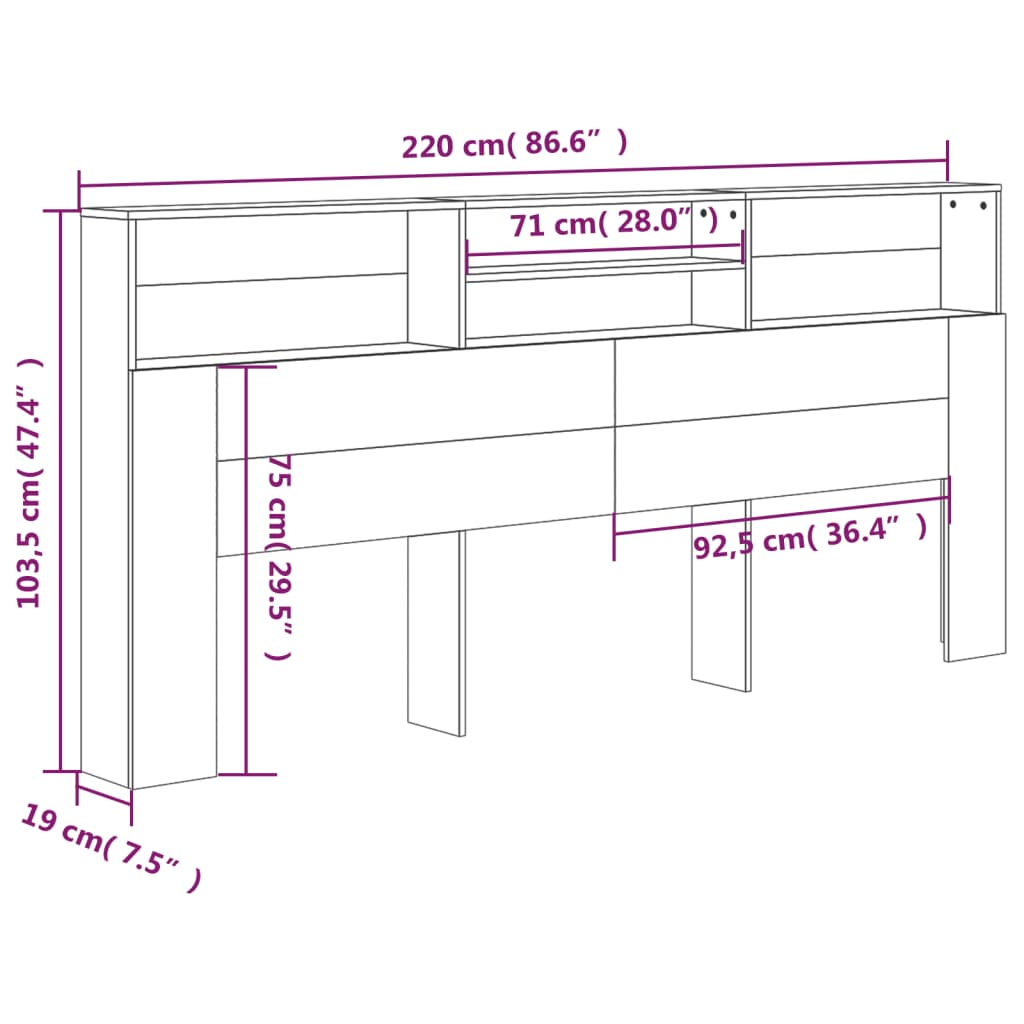 Headboard Cabinet 220X9X03.5 Cm