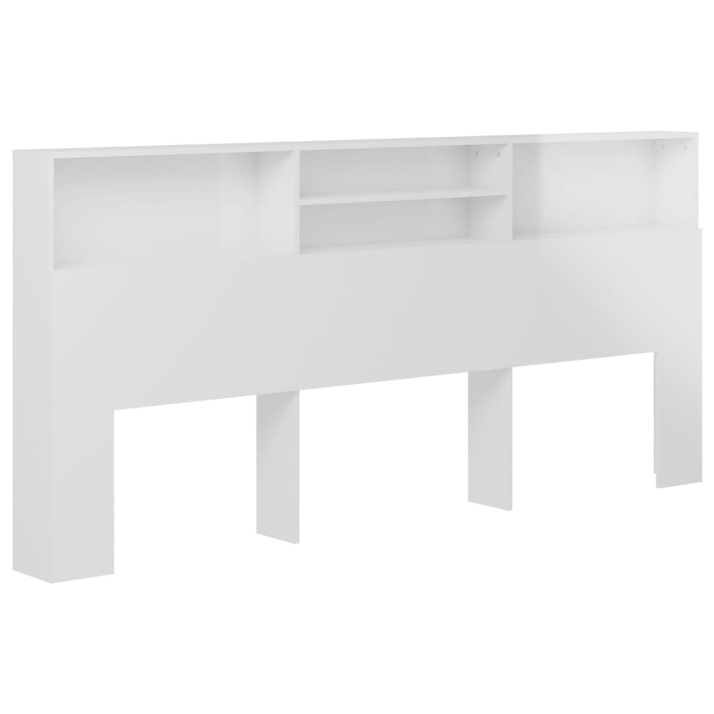 Headboard Cabinet High Gloss White 220 cm