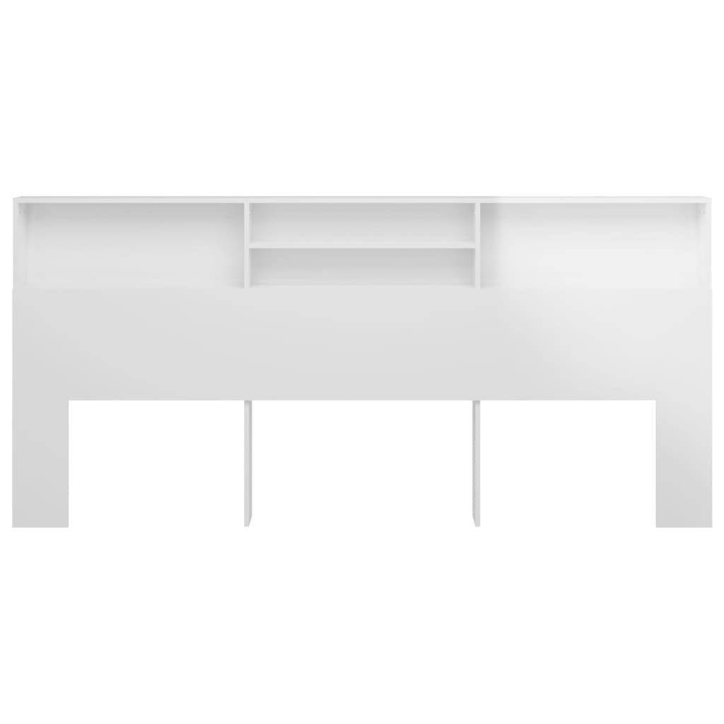 Headboard Cabinet High Gloss White 220 cm