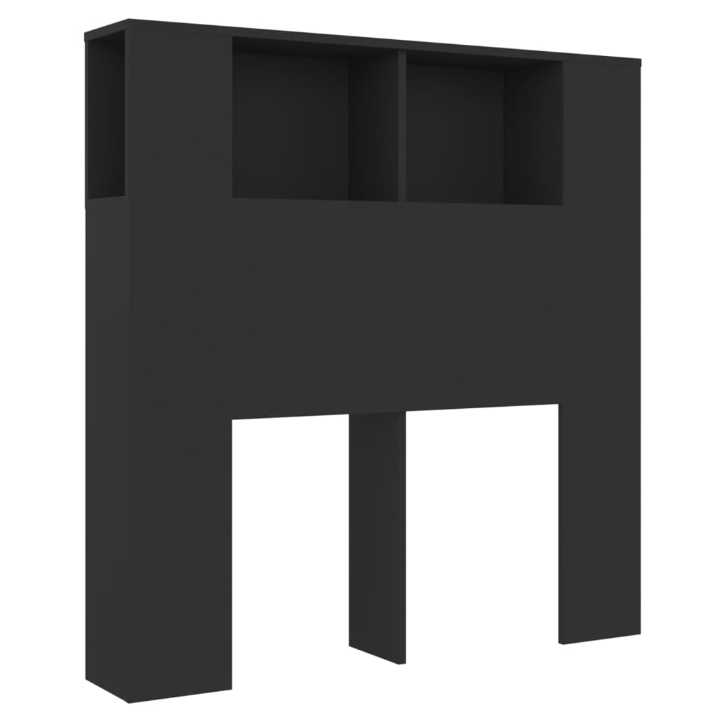 Headboard Cabinet Black 100X18.5X104.5 Cm