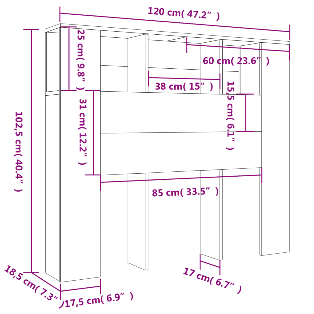 Headboard Cabinet 20X8.5X02.5 Cm