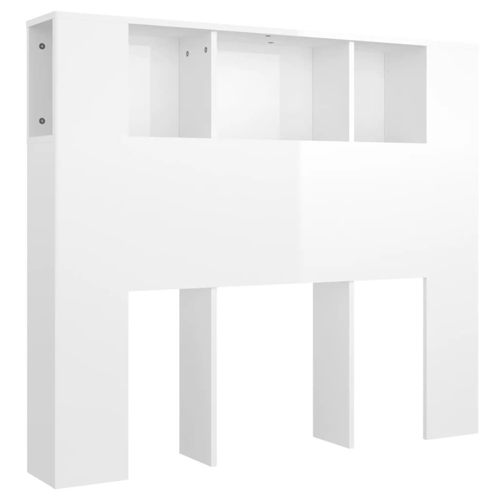 Headboard Cabinet High Gloss White 120x18.5x102.5 cm