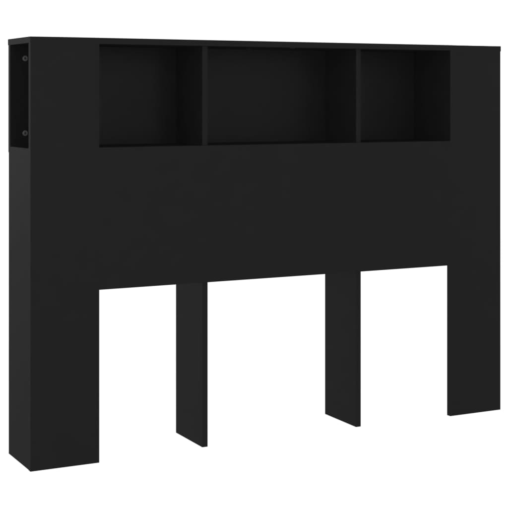 Headboard Cabinet Black 140x18.5x104.5 cm