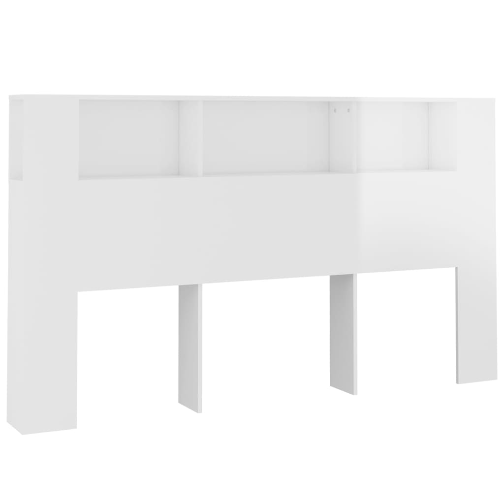 Headboard Cabinet High Gloss White 180X18.5X104.5 Cm