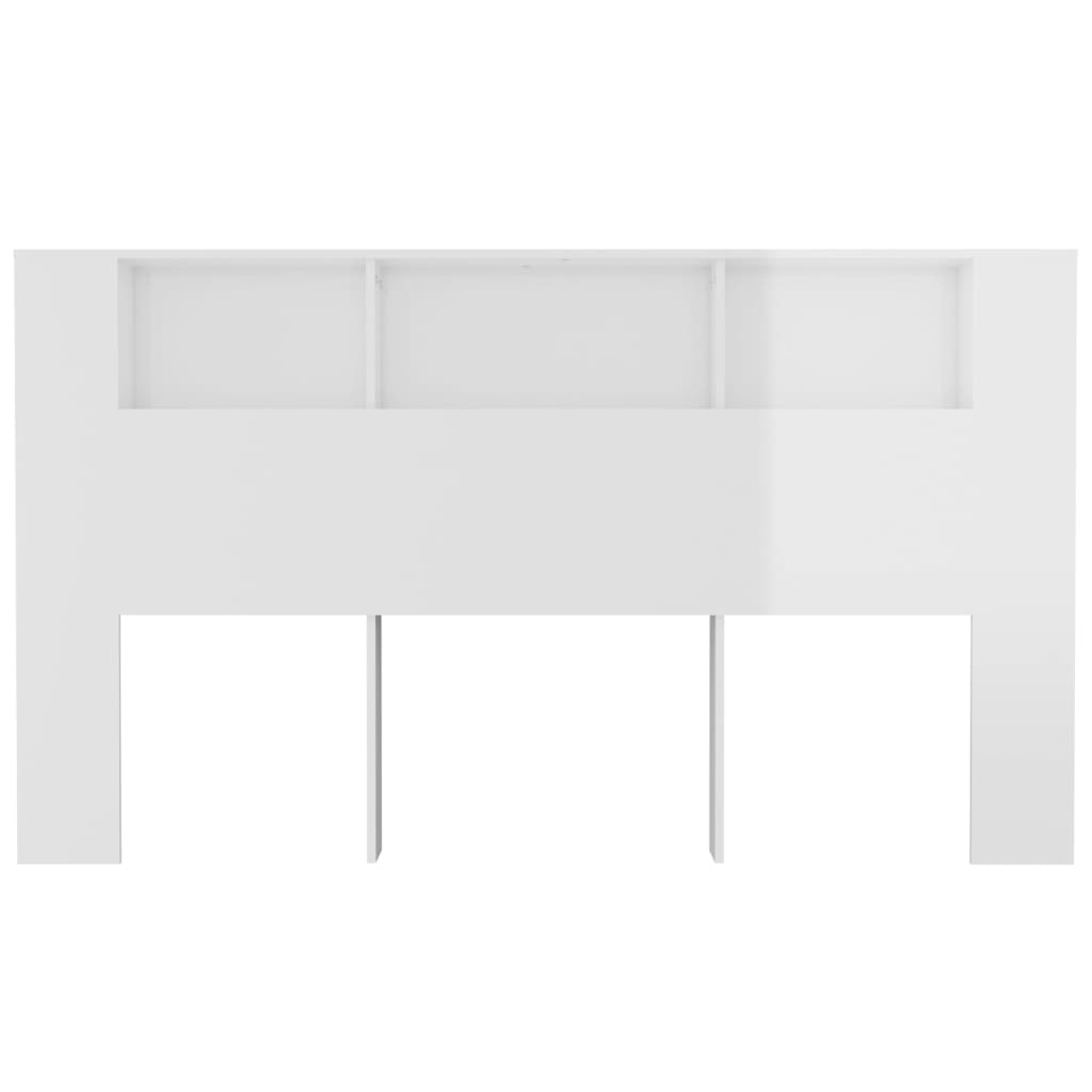 Headboard Cabinet High Gloss White 180X18.5X104.5 Cm