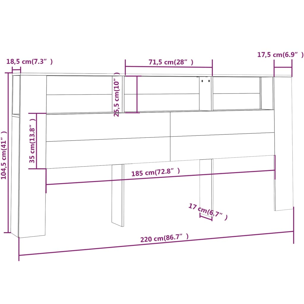 Headboard Cabinet 220X8.5X04.5 Cm